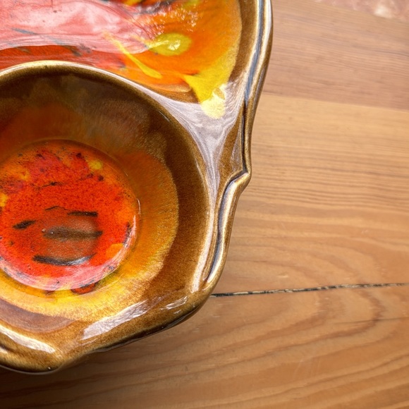 Vintage California original 326 Lava drip Mid century chip dip set one piece - Picture 5 of 7